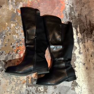 Wide calf size 11 paneled over the knee boot